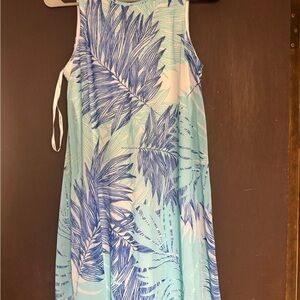 Tropical Blue and Green Sleeveless Dress